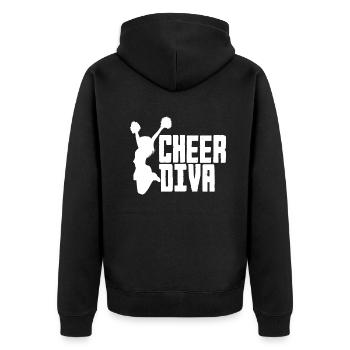 Lustiges Cheerleader Cheerleading Geschenk - Unisex Premium Bio Zip Hoodie - Schwarz - Hinten - Nico (187cm)