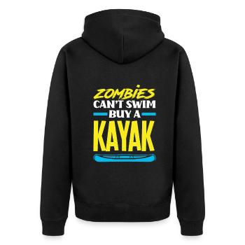 Kajak Kanu - Unisex Premium Bio Zip Hoodie - Schwarz - Hinten - Nico (187cm)