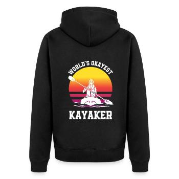 Kajak Kanu - Unisex Premium Bio Zip Hoodie - Schwarz - Hinten - Nico (187cm)