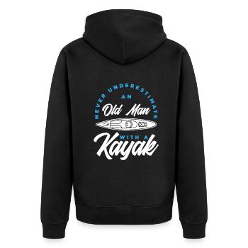 Kajak Kanu - Unisex Premium Bio Zip Hoodie - Schwarz - Hinten - Nico (187cm)