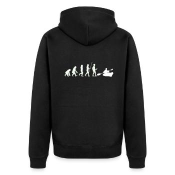 Kajak Kanu - Unisex Premium Bio Zip Hoodie - Schwarz - Hinten - Nico (187cm)