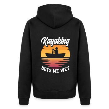 Kajak Kanu - Unisex Premium Bio Zip Hoodie - Schwarz - Hinten - Nico (187cm)