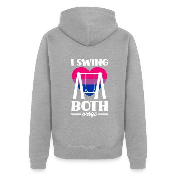 Bisexuel LGBTQ+ Bi LGBTQ - Veste à capuche bio Premium Unisexe - gris chiné - Dos - Nico (187cm)