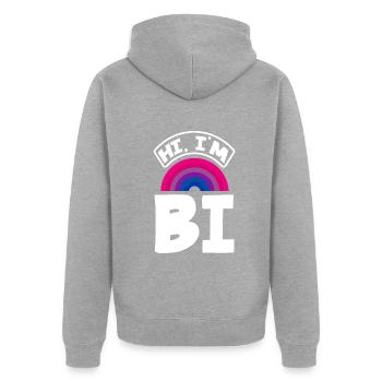 Bisexuel LGBTQ+ Bi LGBTQ - Veste à capuche bio Premium Unisexe - gris chiné - Dos - Nico (187cm)