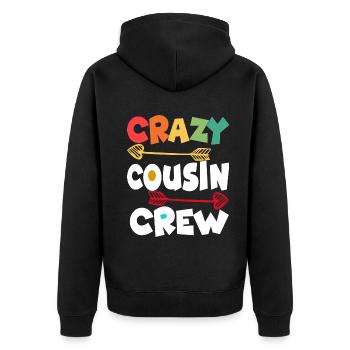 Crazy Cousin Crew Funny Matching Family Boys - Unisex Premium Organic Zip Hoodie - black - Back - Nico (187cm)
