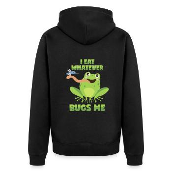 Frosch Wortspiel Kröte Wortwitz Insekten - Unisex Premium Bio Zip Hoodie - Schwarz - Hinten - Nico (187cm)