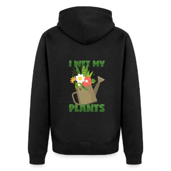 Pflanzen Gießen - Unisex Premium Bio Zip Hoodie - Schwarz - Hinten - Nico (187cm)