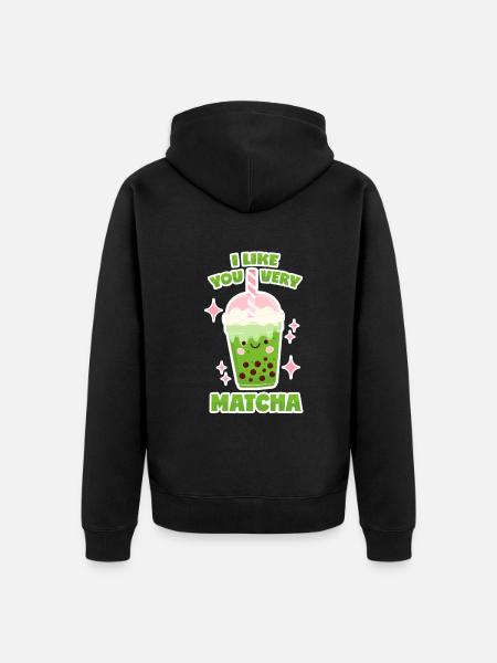 Matcha Bubble Tea - Unisex Premium Organic Zip Hoodie - black