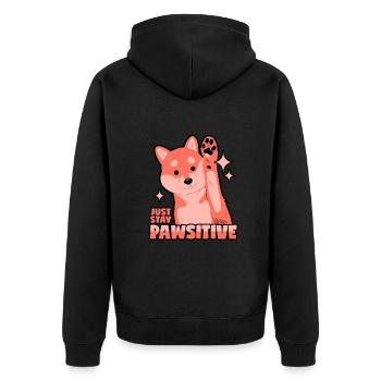 Optimistic dog: Pawsitive - Unisex Premium Organic Zip Hoodie - black - Back - Nico (187cm)