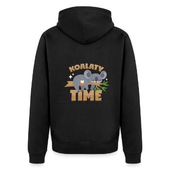 Koala Wortwitz - Unisex Premium Bio Zip Hoodie - Schwarz - Hinten - Nico (187cm)