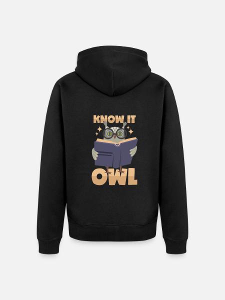 Omniscient Owl - Unisex Premium Organic Zip Hoodie - black
