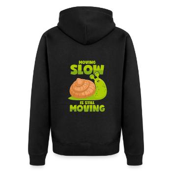 Langsame Schnecke - Motivation - Unisex Premium Bio Zip Hoodie - Schwarz - Hinten - Nico (187cm)