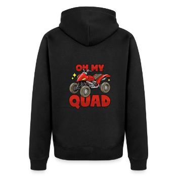 Quad Wortwitz, ATV Spruch - Unisex Premium Bio Zip Hoodie - Schwarz - Hinten - Nico (187cm)