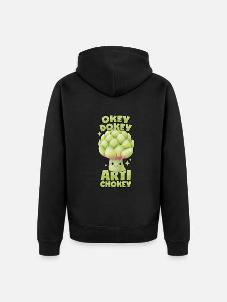 Artiskok: Okey Dokey Artichokey - Premium økologisk unisex-hættejakke - sort