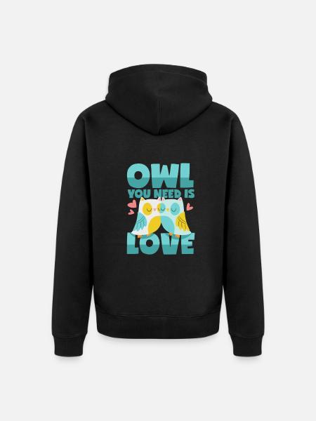 Owls Love - Unisex Premium Organic Zip Hoodie - black