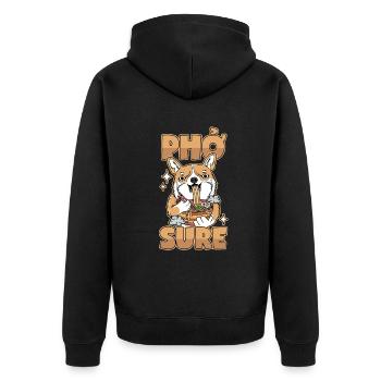 Phở Sure! - Unisex Premium Organic Zip Hoodie - black - Back - Nico (187cm)