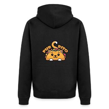 Cat Burrito Puns - Purrito - Unisex Premium Organic Zip Hoodie - black - Back - Nico (187cm)