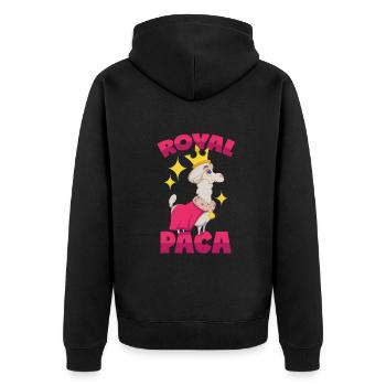 Royal Alpaca: Royalpaca puns - Unisex Premium Organic Zip Hoodie - black - Back - Nico (187cm)
