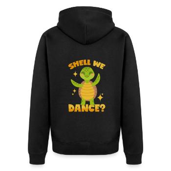 Tanzende Schildkröte - Unisex Premium Bio Zip Hoodie - Schwarz - Hinten - Nico (187cm)