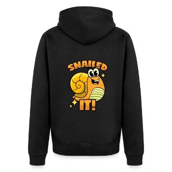 Schnecken Wortwitz - Unisex Premium Bio Zip Hoodie - Schwarz - Hinten - Nico (187cm)