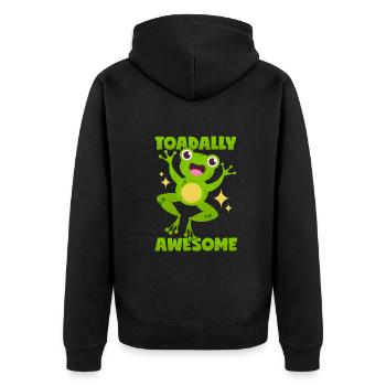 Tolle Kröte - Unisex Premium Bio Zip Hoodie - Schwarz - Hinten - Nico (187cm)