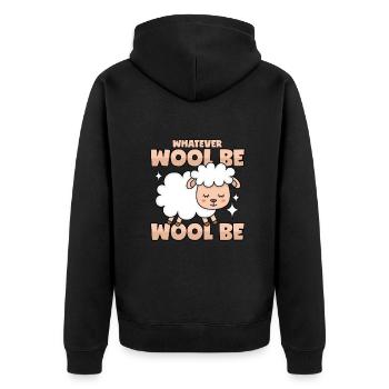 Sheep wool puns - Unisex Premium Organic Zip Hoodie - black - Back - Nico (187cm)
