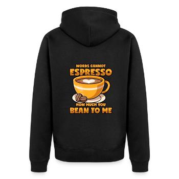 Espresso disant jeu de mots café en grains de café - Veste à capuche bio Premium Unisexe - noir - Dos - Nico (187cm)