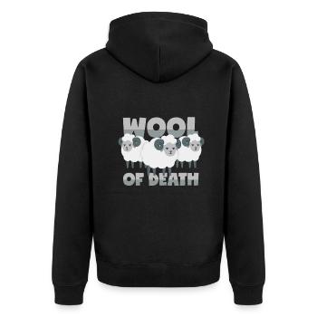 Sheep: "Wall of Death" made of wool - Unisex Premium Organic Zip Hoodie - black - Back - Nico (187cm)