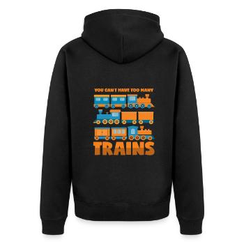 Collectionneur de trains: Trop de trains - Veste à capuche bio Premium Unisexe - noir - Dos - Nico (187cm)