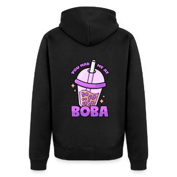 Boba: Bubble Tea - Unisex Premium Organic Zip Hoodie - black - Back - Nico (187cm)