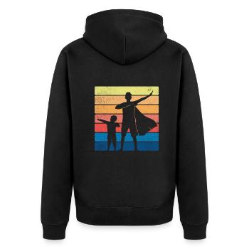 Papa Père Cadeau de la fête des pères - Veste à capuche bio Premium Unisexe - noir - Dos - Nico (187cm)