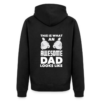Papa Père Cadeau de la fête des pères - Veste à capuche bio Premium Unisexe - noir - Dos - Nico (187cm)