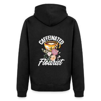 Florist Kaffee - Unisex Premium Bio Zip Hoodie - Schwarz - Hinten - Nico (187cm)