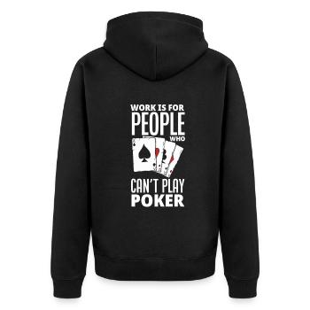 Poker Spieler Pokerspieler Pokern Geschenk - Unisex Premium Bio Zip Hoodie - Schwarz - Hinten - Nico (187cm)