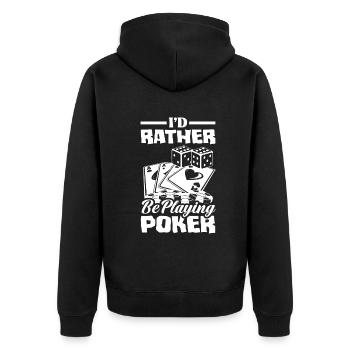 Poker Spieler Pokerspieler Pokern Geschenk - Unisex Premium Bio Zip Hoodie - Schwarz - Hinten - Nico (187cm)