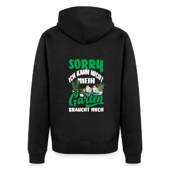 Sorry Mein Garten Braucht Mich Gärtner Garten - Unisex Premium Bio Zip Hoodie - Schwarz - Hinten - Nico (187cm)