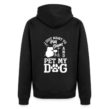 Drums Drummer Dog Gift - Unisex Premium Organic Zip Hoodie - black - Back - Nico (187cm)