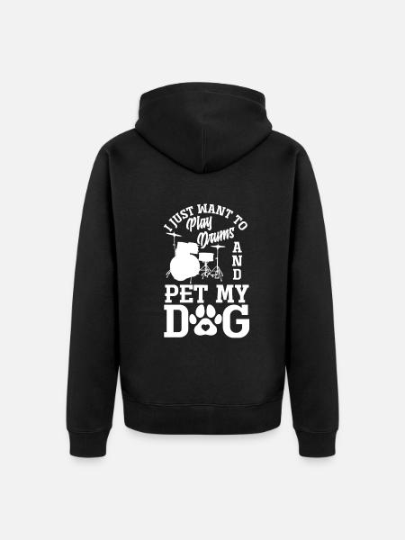 Drums Drummer Dog Gift - Unisex Premium Organic Zip Hoodie - black