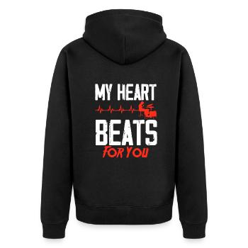 Schlagzeug Schlagzeuger Geschenk - Unisex Premium Bio Zip Hoodie - Schwarz - Hinten - Nico (187cm)