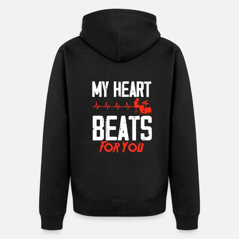 Drums Drummer Gift - Veste à capuche bio Premium Unisexe - noir