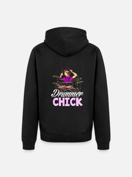 Drums Drummer Girl Gift - Unisex Premium Organic Zip Hoodie - black