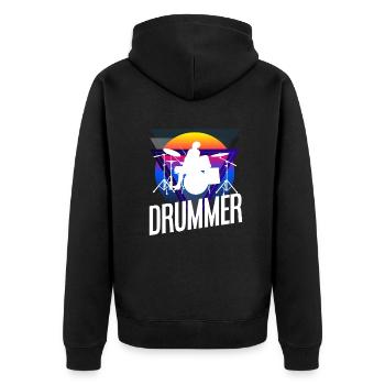 Schlagzeug Schlagzeuger Geschenk - Unisex Premium Bio Zip Hoodie - Schwarz - Hinten - Nico (187cm)