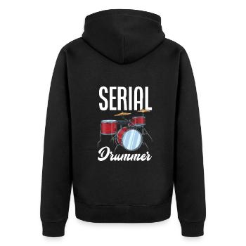 Schlagzeug Schlagzeuger Geschenk - Unisex Premium Bio Zip Hoodie - Schwarz - Hinten - Nico (187cm)