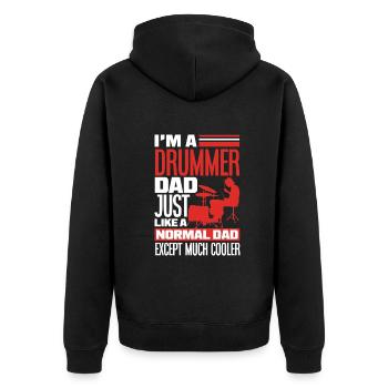 Drums Drummer Papa Gift - Unisex Premium Organic Zip Hoodie - black - Back - Nico (187cm)