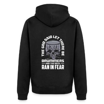 Schlagzeug Schlagzeuger Geschenk - Unisex Premium Bio Zip Hoodie - Schwarz - Hinten - Nico (187cm)