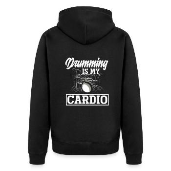 Schlagzeug Schlagzeuger Geschenk - Unisex Premium Bio Zip Hoodie - Schwarz - Hinten - Nico (187cm)