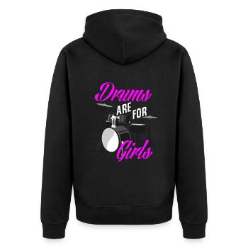 Schlagzeug Mädchen Schlagzeugerin Geschenk - Unisex Premium Bio Zip Hoodie - Schwarz - Hinten - Nico (187cm)