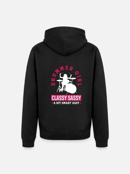 Girl Drums Drummer Gift - Unisex Premium Organic Zip Hoodie - black