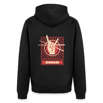 Schlagzeug Schlagzeuger Geschenk - Unisex Premium Bio Zip Hoodie - Schwarz - Hinten - Nico (187cm)