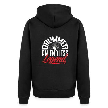 Schlagzeug Schlagzeuger Geschenk - Unisex Premium Bio Zip Hoodie - Schwarz - Hinten - Nico (187cm)